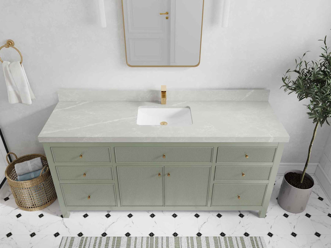 Sonoma 72 in W x 22 in D Free Standing Reeded Single Sink Bathroom Vanity - Willow Bath and Vanity