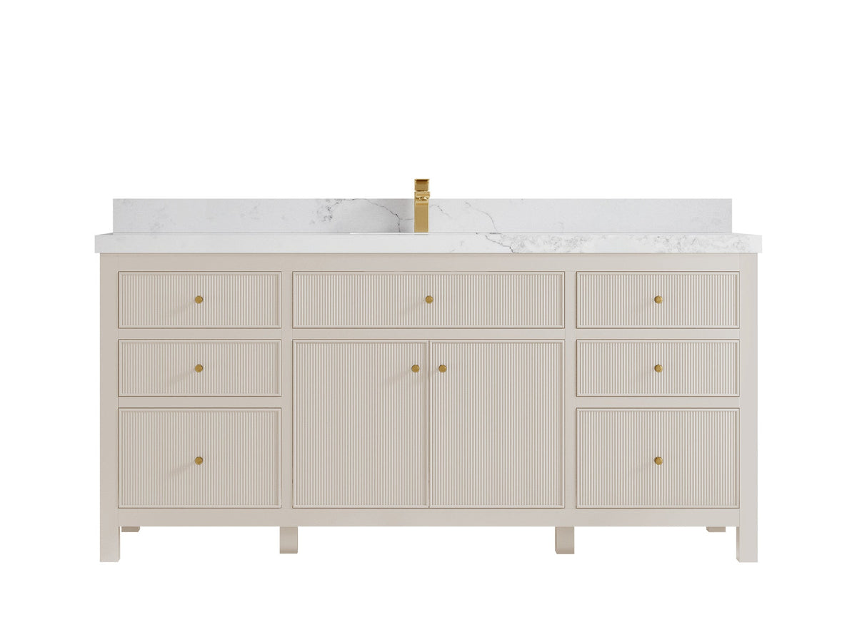 Sonoma 72 in W x 22 in D Free Standing Reeded Single Sink Bathroom Vanity - Willow Bath and Vanity