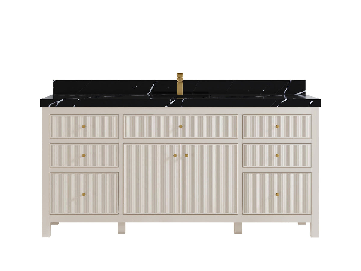 Sonoma 72 in W x 22 in D Free Standing Reeded Single Sink Bathroom Vanity - Willow Bath and Vanity