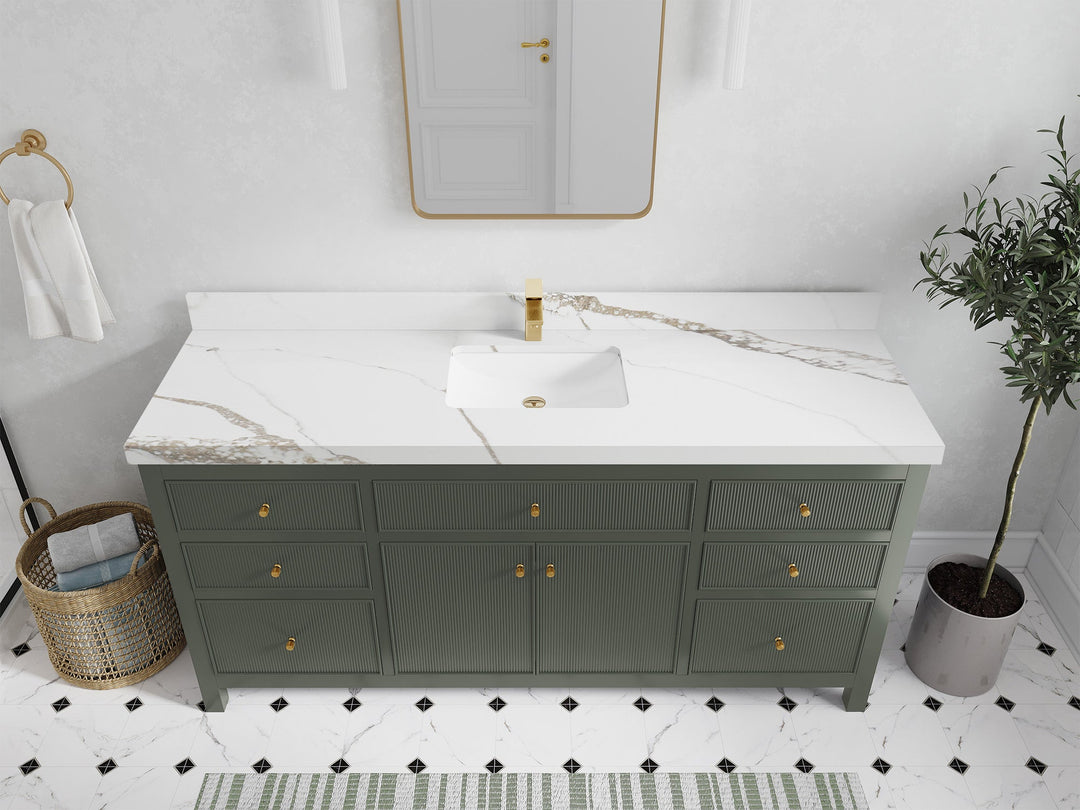 Sonoma 72 in W x 22 in D Free Standing Reeded Single Sink Bathroom Vanity - Willow Bath and Vanity
