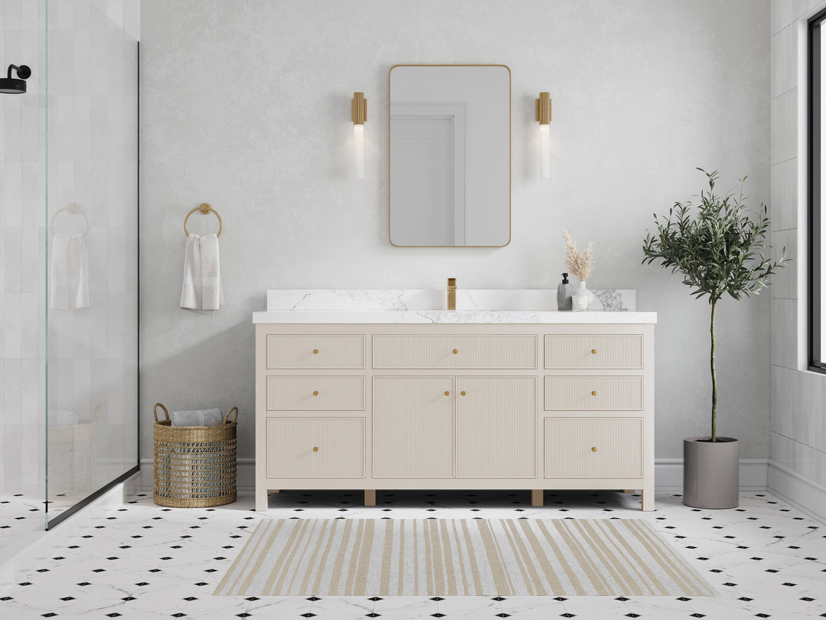 Sonoma 72 in W x 22 in D Free Standing Reeded Single Sink Bathroom Vanity - Willow Bath and Vanity