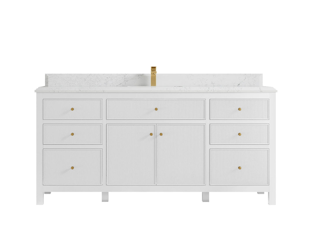 Sonoma 72 in W x 22 in D Free Standing Reeded Single Sink Bathroom Vanity - Willow Bath and Vanity