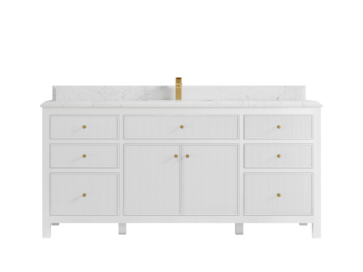 Sonoma 72 in W x 22 in D Free Standing Reeded Single Sink Bathroom Vanity - Willow Bath and Vanity
