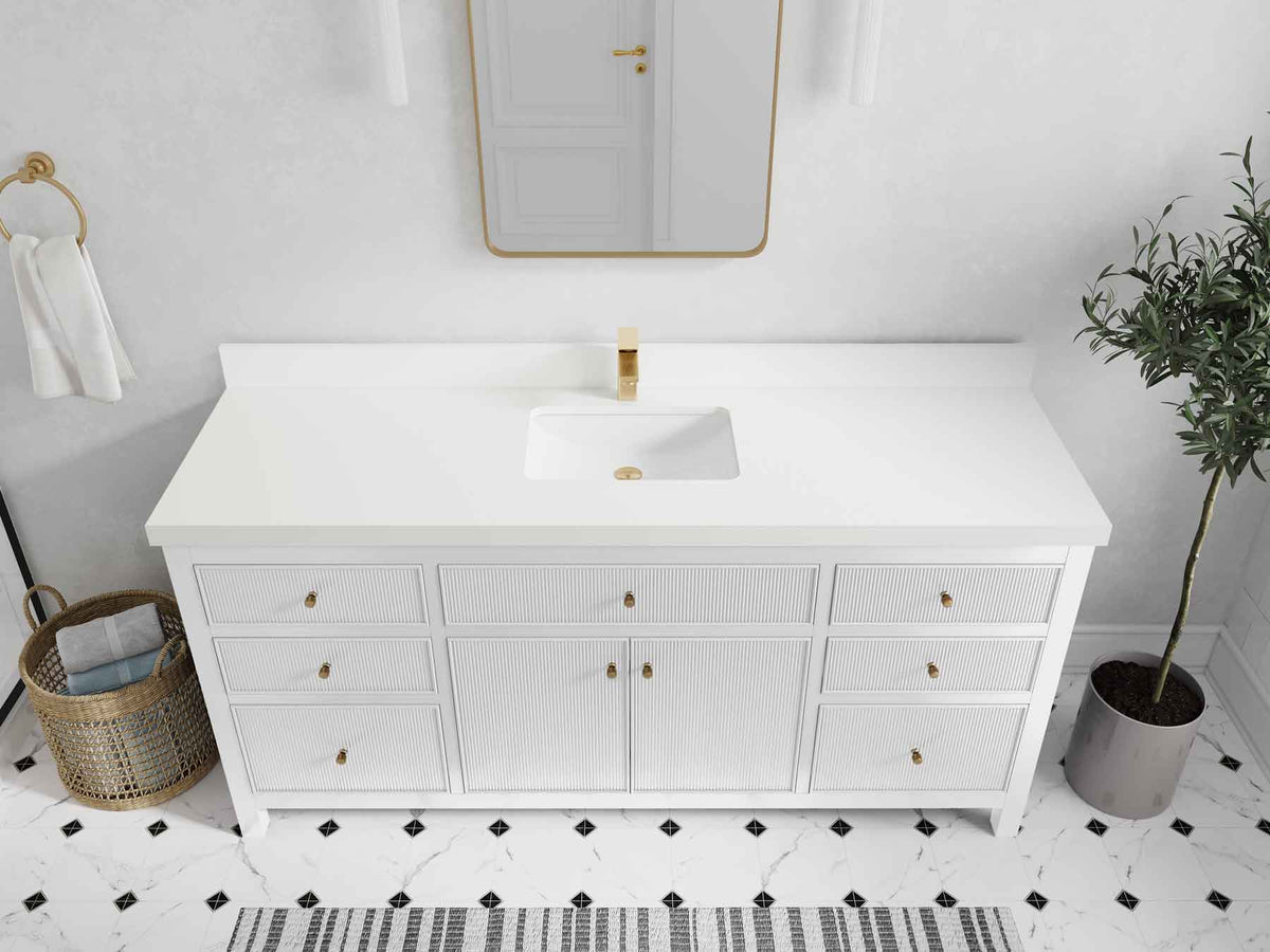 Sonoma 72 in W x 22 in D Free Standing Reeded Single Sink Bathroom Vanity - Willow Bath and Vanity