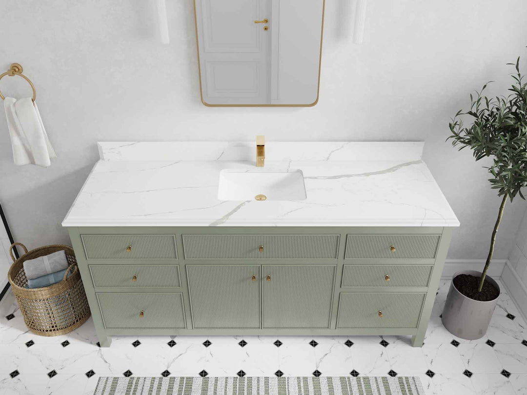 Sonoma 72 in W x 22 in D Free Standing Reeded Single Sink Bathroom Vanity - Willow Bath and Vanity