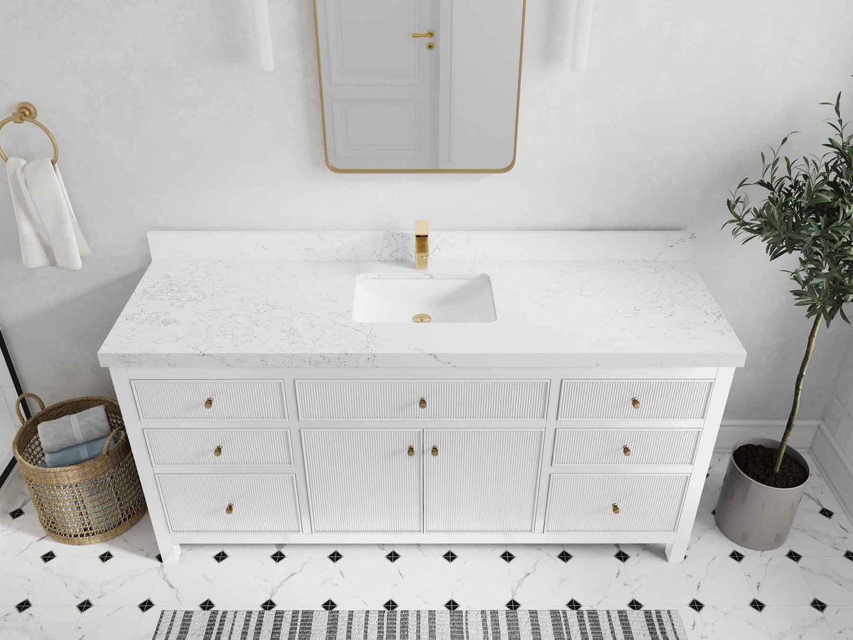 Sonoma 72 in W x 22 in D Free Standing Reeded Single Sink Bathroom Vanity - Willow Bath and Vanity