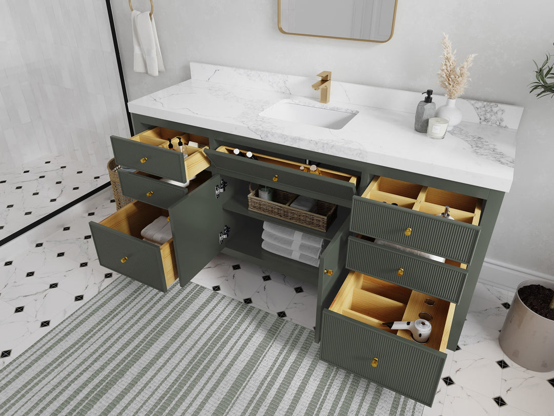 Sonoma 72 in W x 22 in D Free Standing Reeded Single Sink Bathroom Vanity - Willow Bath and Vanity