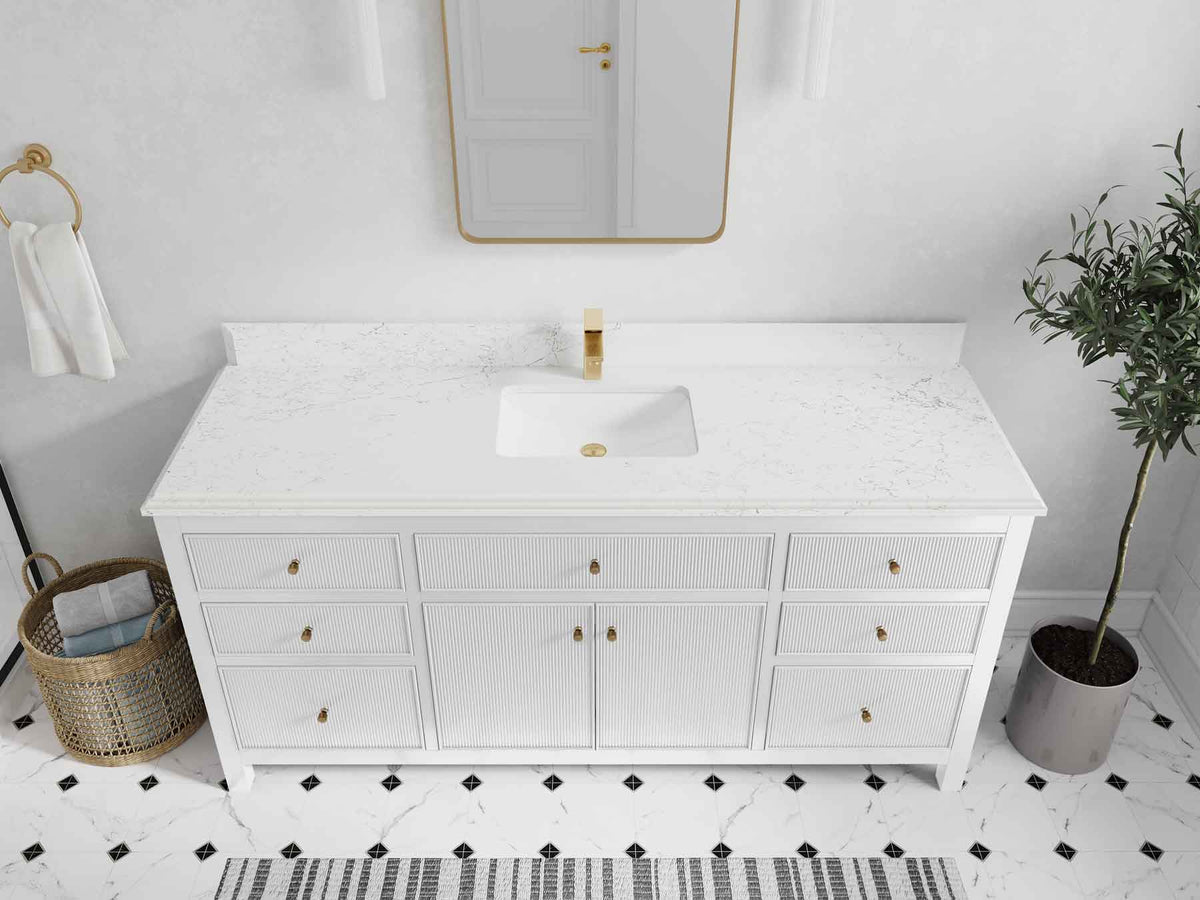 Sonoma 72 in W x 22 in D Free Standing Reeded Single Sink Bathroom Vanity - Willow Bath and Vanity