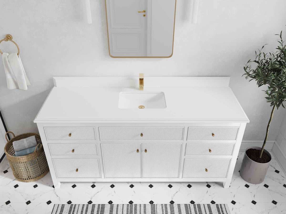 Sonoma 72 in W x 22 in D Free Standing Reeded Single Sink Bathroom Vanity - Willow Bath and Vanity