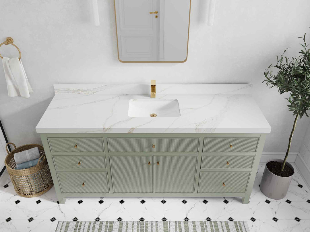 Sonoma 72 in W x 22 in D Free Standing Reeded Single Sink Bathroom Vanity - Willow Bath and Vanity