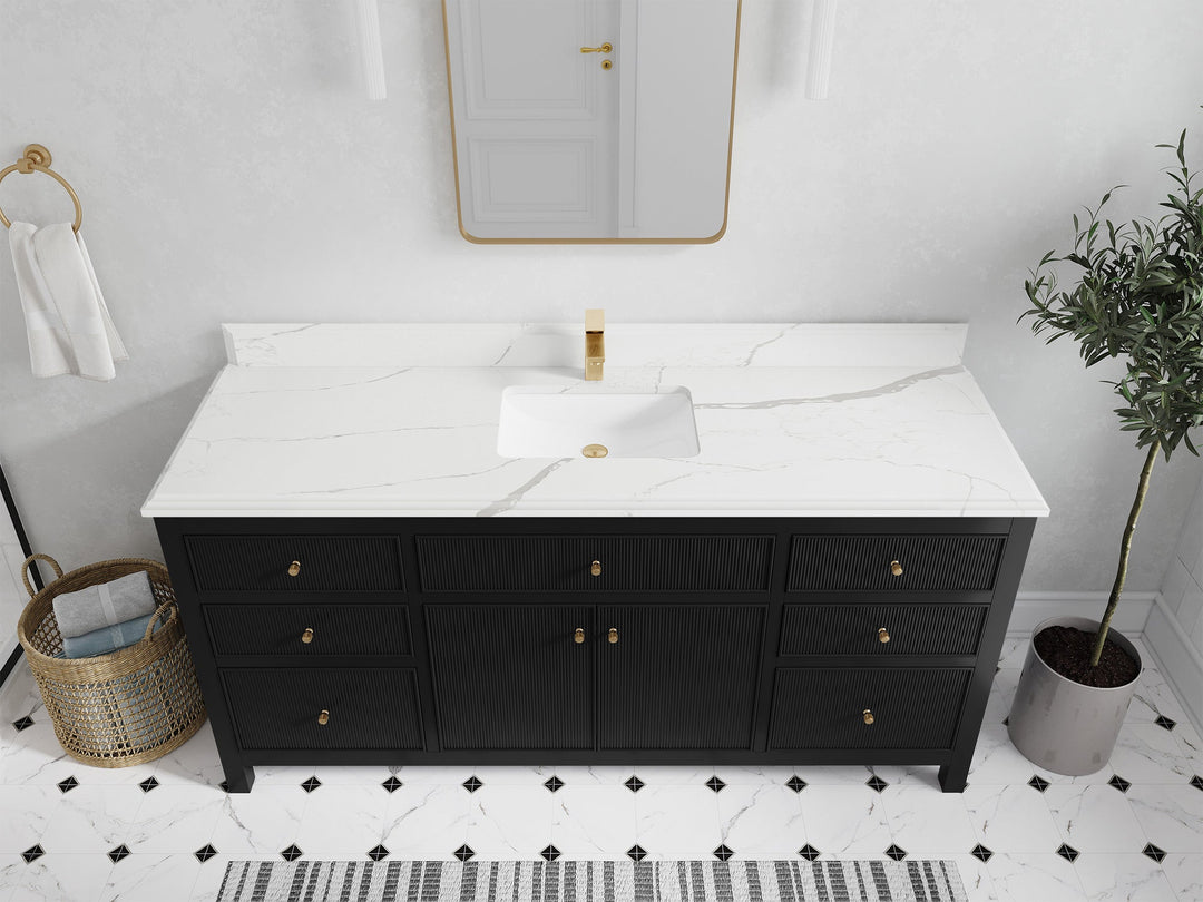 Sonoma 72 in W x 22 in D Free Standing Reeded Single Sink Bathroom Vanity - Willow Bath and Vanity