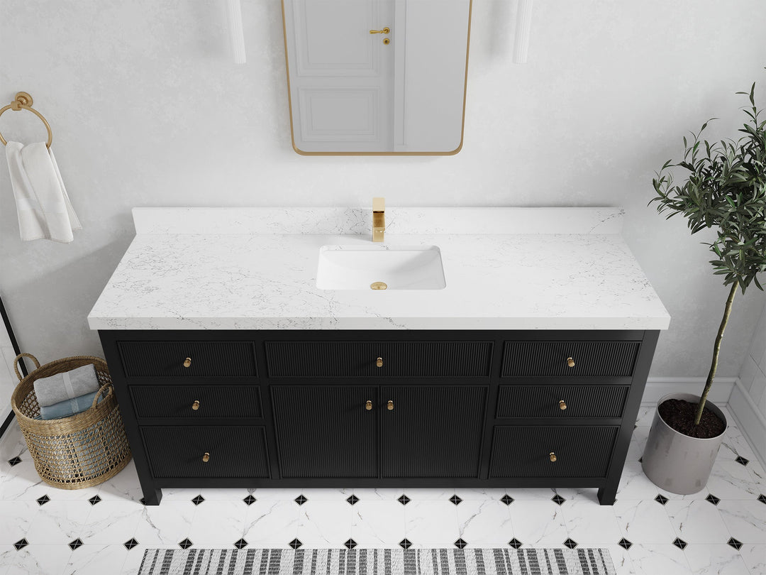 Sonoma 72 in W x 22 in D Free Standing Reeded Single Sink Bathroom Vanity - Willow Bath and Vanity
