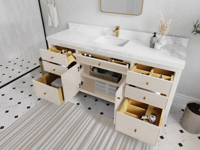 Sonoma 72 in W x 22 in D Free Standing Reeded Single Sink Bathroom Vanity - Willow Bath and Vanity
