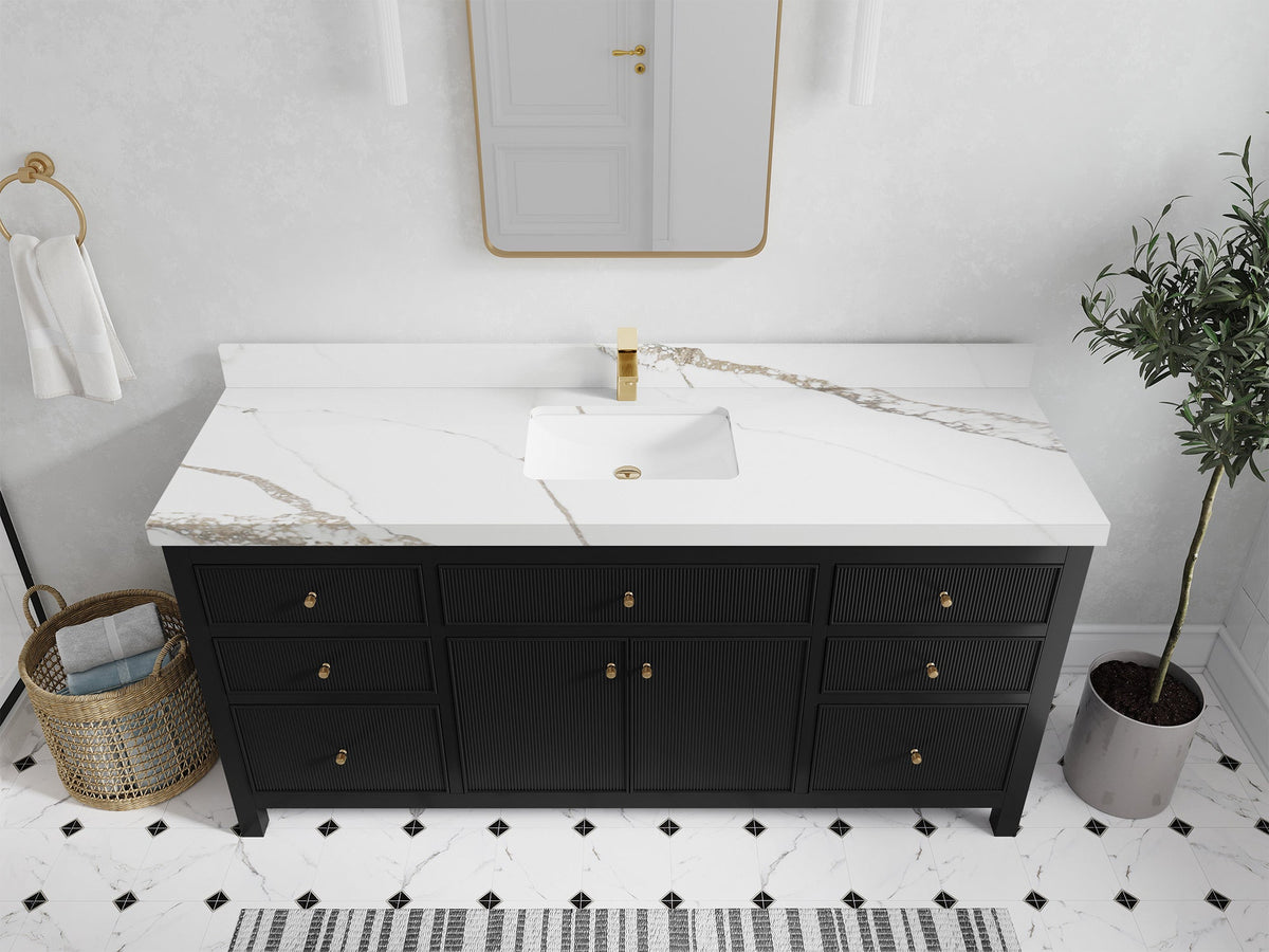Sonoma 72 in W x 22 in D Free Standing Reeded Single Sink Bathroom Vanity - Willow Bath and Vanity