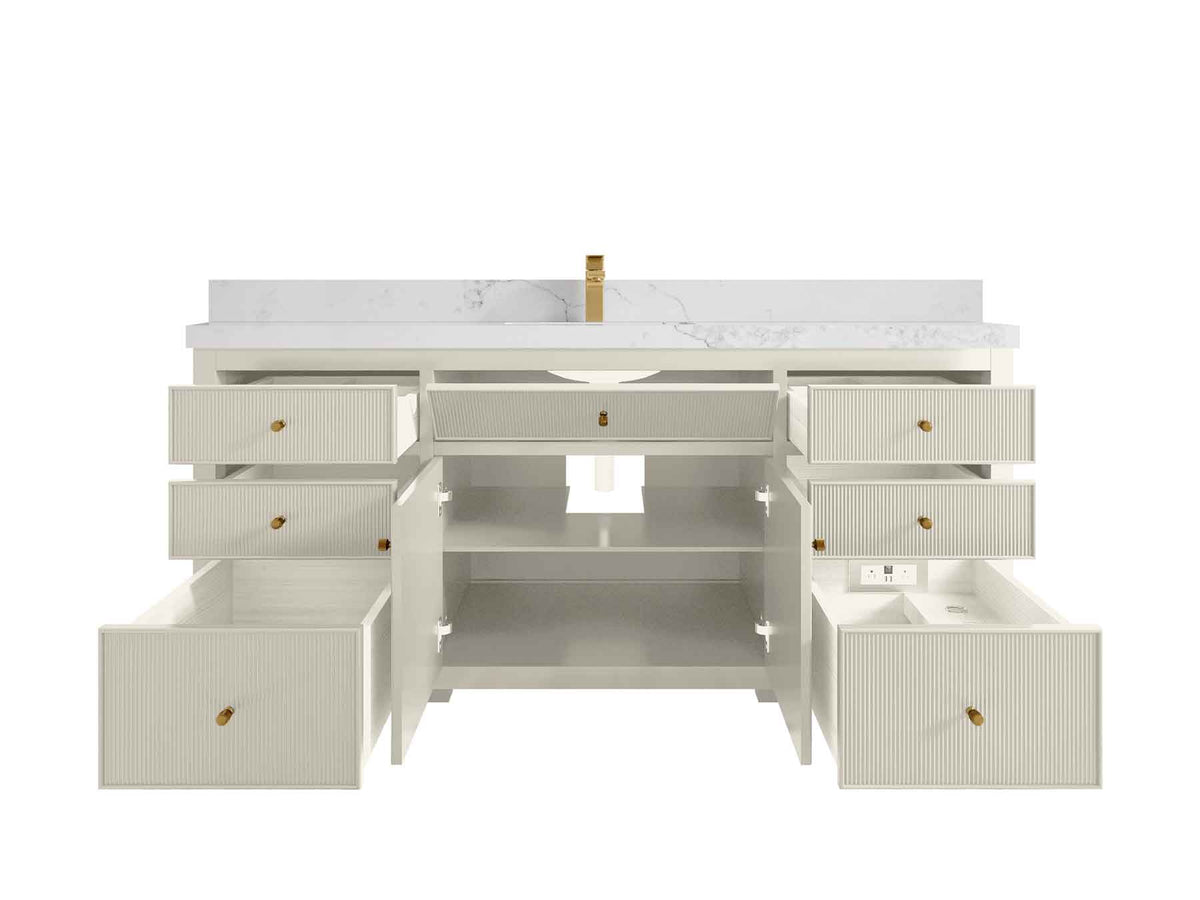 Sonoma 72 in W x 22 in D Free Standing Reeded Single Sink Bathroom Vanity - Willow Bath and Vanity