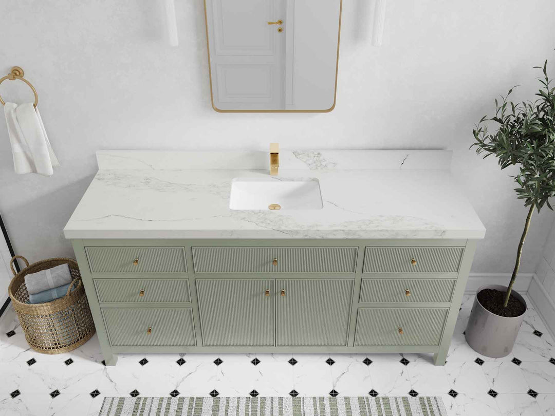 Sonoma 72 in W x 22 in D Free Standing Reeded Single Sink Bathroom Vanity - Willow Bath and Vanity