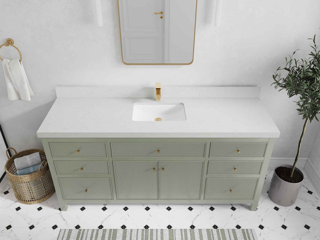 Sonoma 72 in W x 22 in D Free Standing Reeded Single Sink Bathroom Vanity - Willow Bath and Vanity