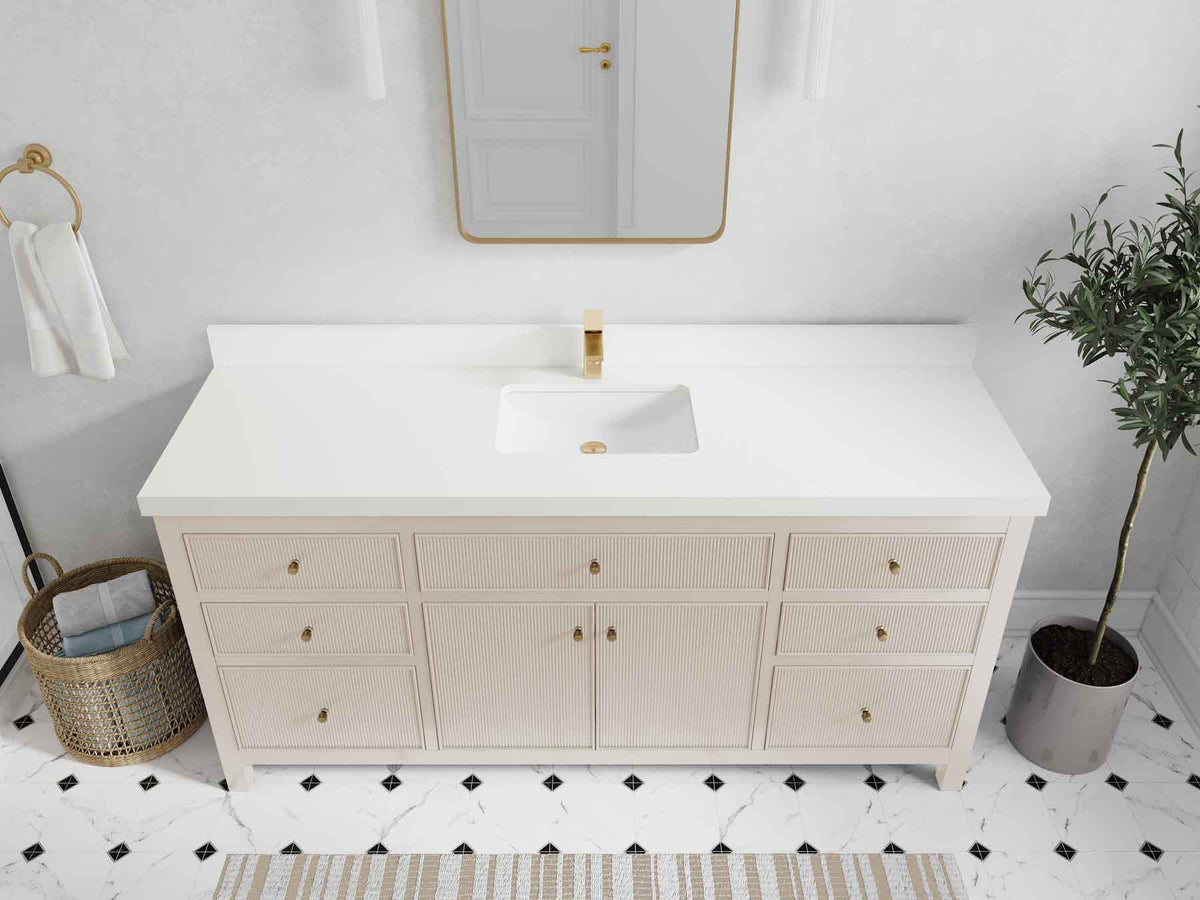 Sonoma 72 in W x 22 in D Free Standing Reeded Single Sink Bathroom Vanity