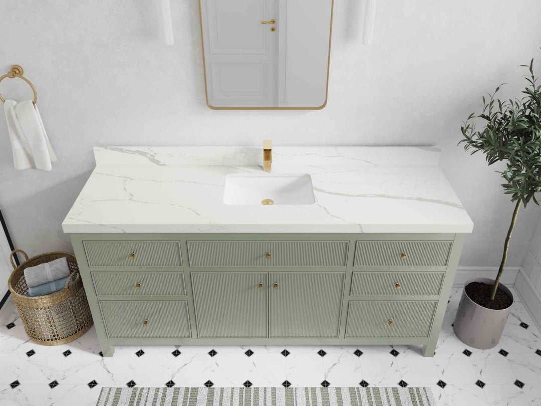 Sonoma 72 in W x 22 in D Free Standing Reeded Single Sink Bathroom Vanity - Willow Bath and Vanity