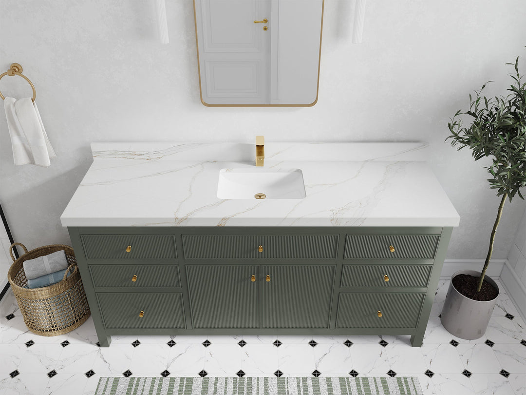 Sonoma 72 in W x 22 in D Free Standing Reeded Single Sink Bathroom Vanity - Willow Bath and Vanity