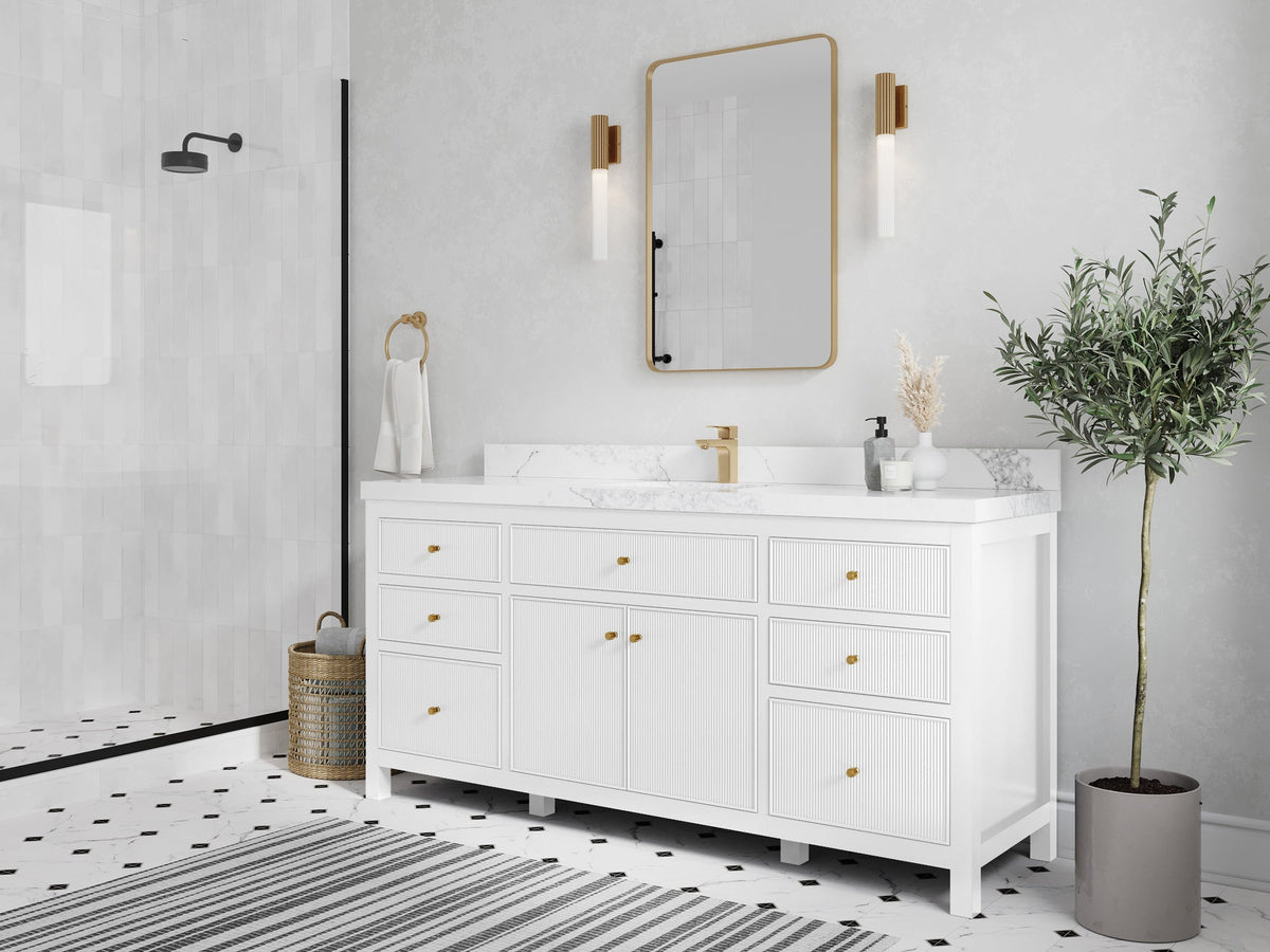 Sonoma 72 in W x 22 in D Free Standing Reeded Single Sink Bathroom Vanity - Willow Bath and Vanity
