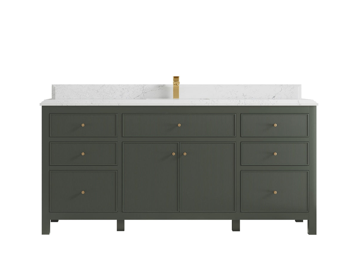 Sonoma 72 in W x 22 in D Free Standing Reeded Single Sink Bathroom Vanity - Willow Bath and Vanity