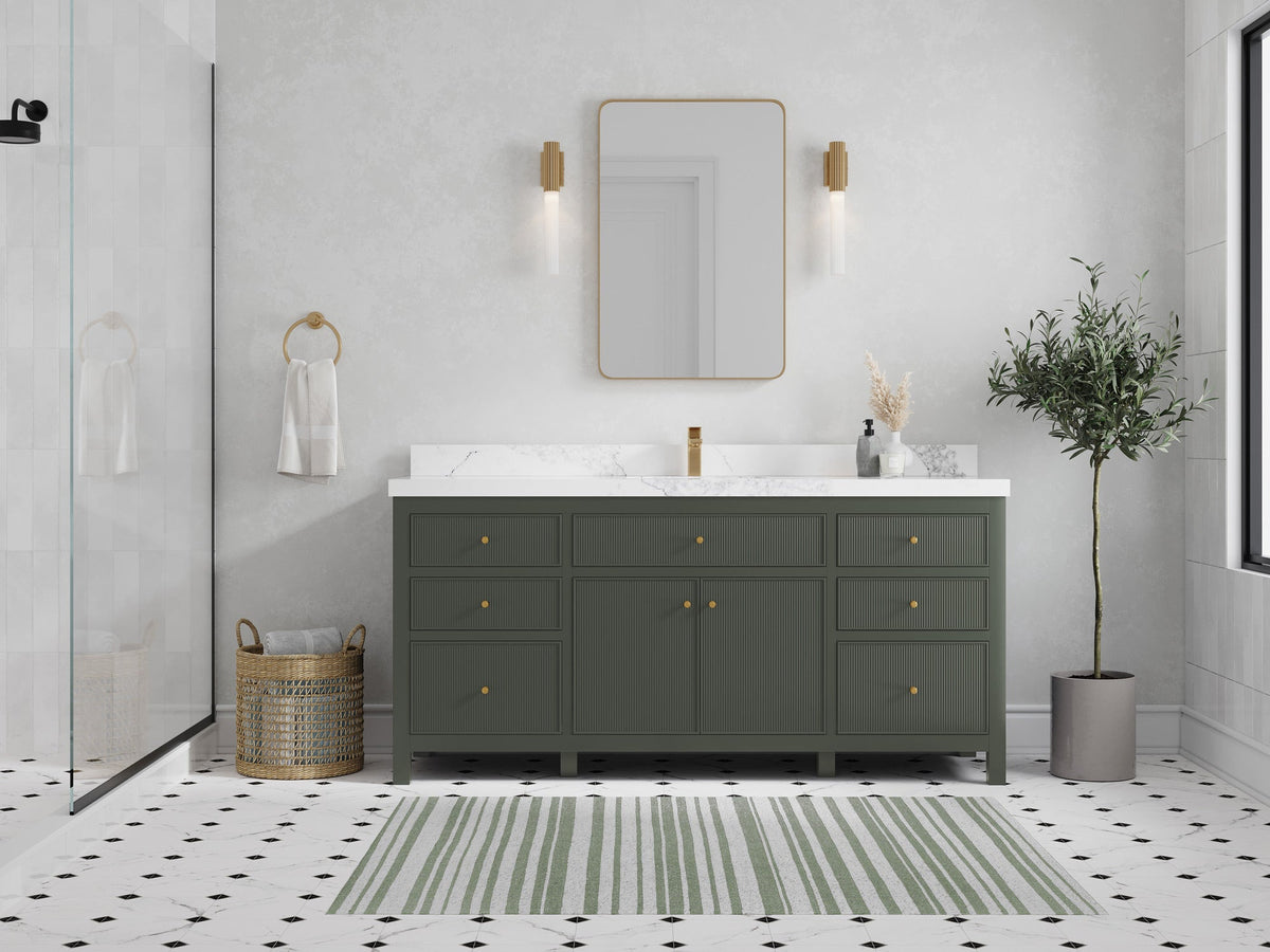 Sonoma 72 in W x 22 in D Free Standing Reeded Single Sink Bathroom Vanity - Willow Bath and Vanity
