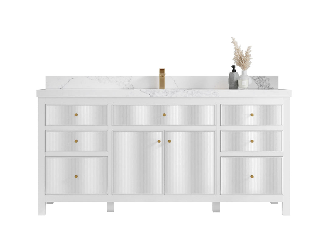 Sonoma 72 in W x 22 in D Free Standing Reeded Single Sink Bathroom Vanity - Willow Bath and Vanity
