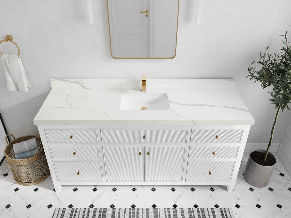 Sonoma 72 in W x 22 in D Free Standing Reeded Single Sink Bathroom Vanity - Willow Bath and Vanity