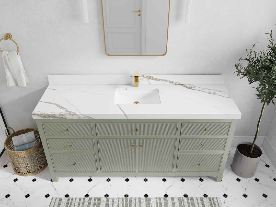 Sonoma 72 in W x 22 in D Free Standing Reeded Single Sink Bathroom Vanity - Willow Bath and Vanity
