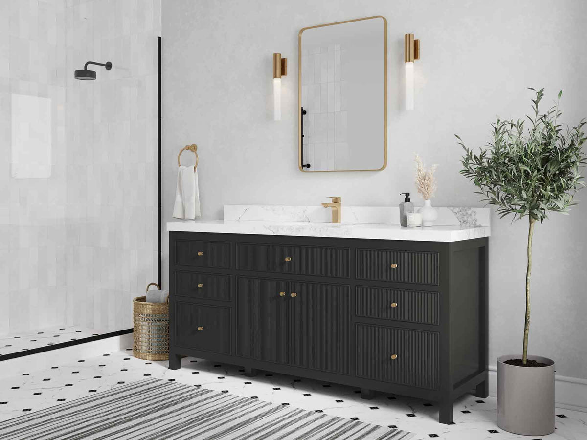 Sonoma 72 in W x 22 in D Free Standing Reeded Single Sink Bathroom Vanity - Willow Bath and Vanity