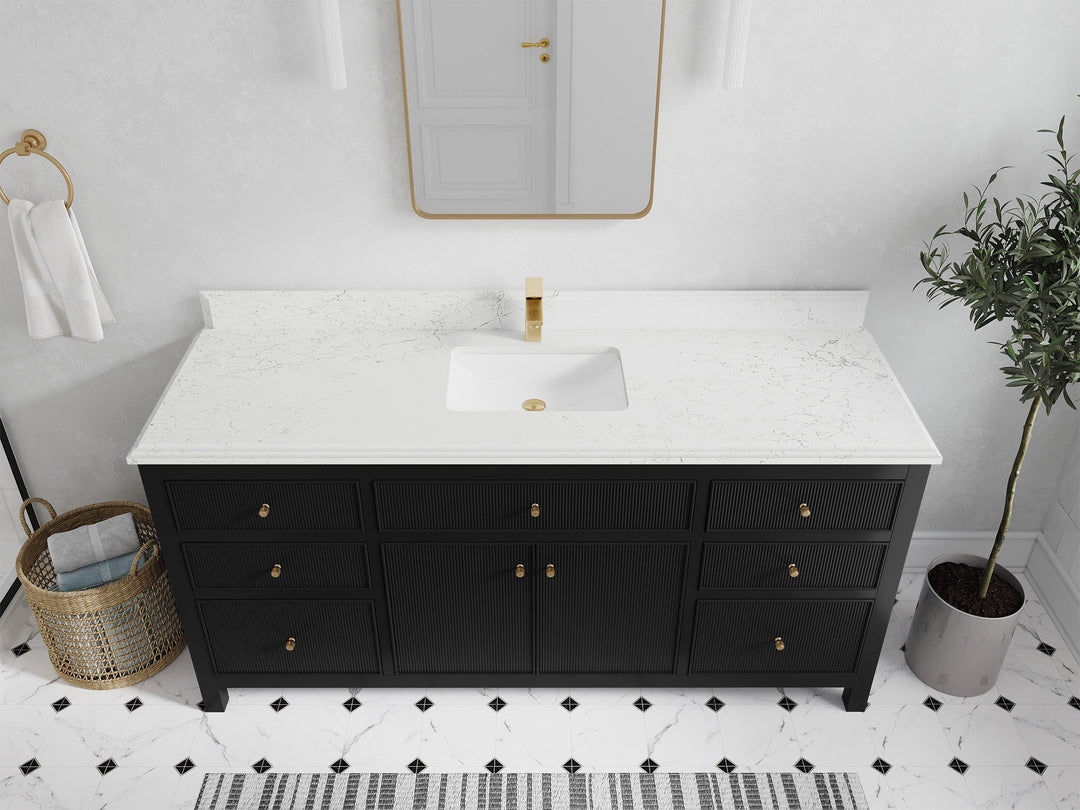 Sonoma 72 in W x 22 in D Free Standing Reeded Single Sink Bathroom Vanity - Willow Bath and Vanity