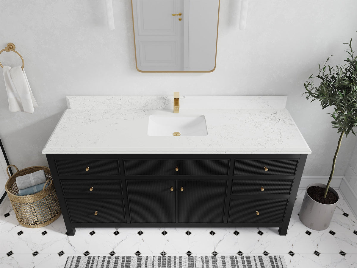 Sonoma 72 in W x 22 in D Free Standing Reeded Single Sink Bathroom Vanity - Willow Bath and Vanity