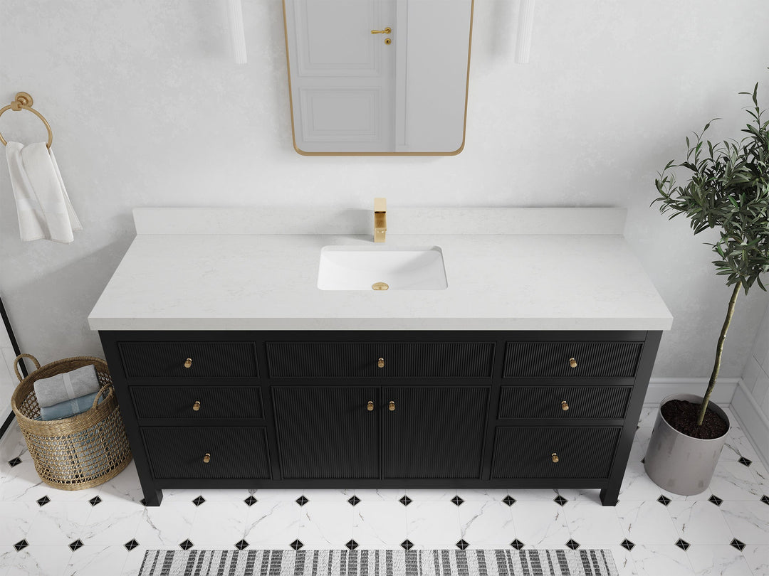 Sonoma 72 in W x 22 in D Free Standing Reeded Single Sink Bathroom Vanity - Willow Bath and Vanity