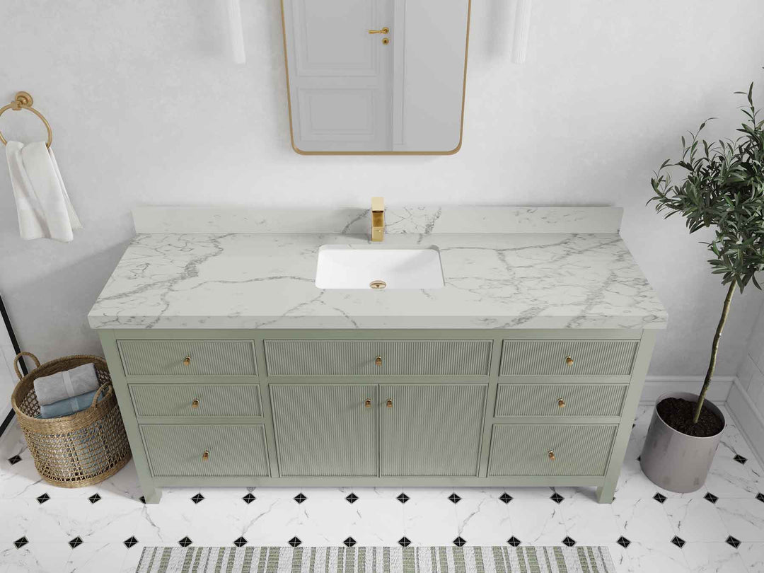 Sonoma 72 in W x 22 in D Free Standing Reeded Single Sink Bathroom Vanity - Willow Bath and Vanity