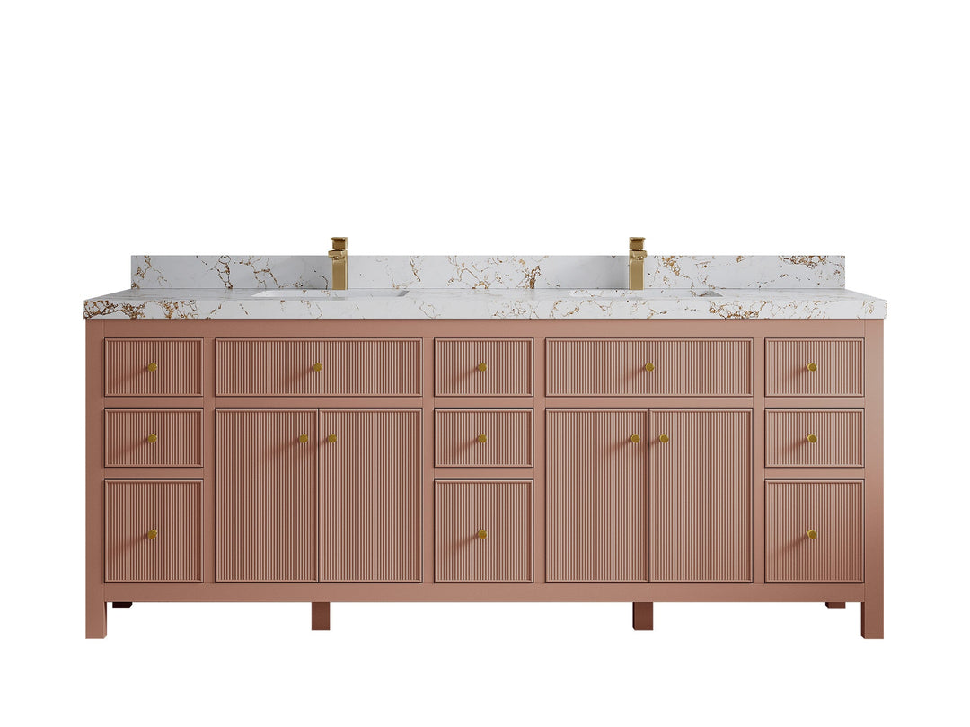 Sonoma 84 in W x 22 in D Free Standing Reeded Double Sink Bathroom Vanity - Willow Bath and Vanity