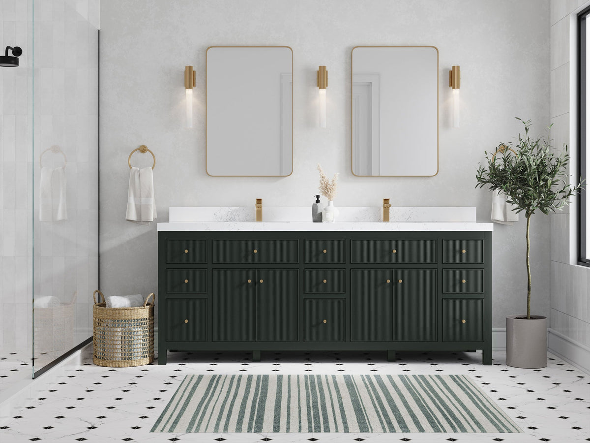 Sonoma 84 in W x 22 in D Free Standing Reeded Double Sink Bathroom Vanity - Willow Bath and Vanity