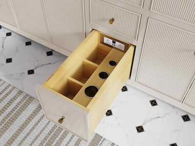 Sonoma 84 in W x 22 in D Free Standing Reeded Double Sink Bathroom Vanity - Willow Bath and Vanity