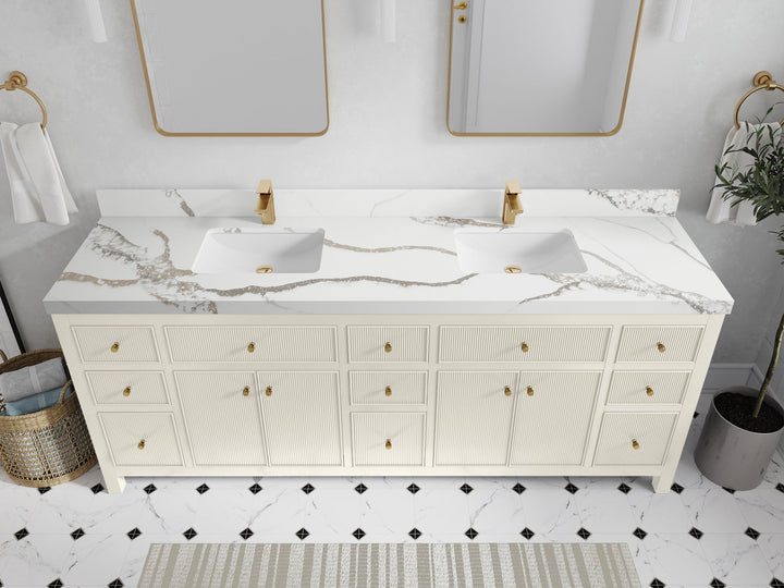 Sonoma 84 in W x 22 in D Free Standing Reeded Double Sink Bathroom Vanity - photo 10