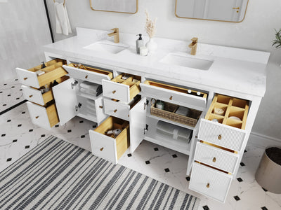 Sonoma 84 in W x 22 in D Free Standing Reeded Double Sink Bathroom Vanity - Willow Bath and Vanity