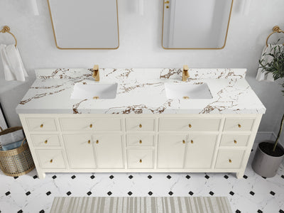 Sonoma 84 in W x 22 in D Free Standing Reeded Double Sink Bathroom Vanity - Willow Bath and Vanity
