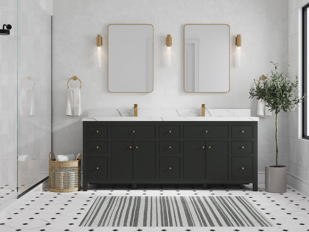 Sonoma 84 in W x 22 in D Free Standing Reeded Double Sink Bathroom Vanity - Willow Bath and Vanity