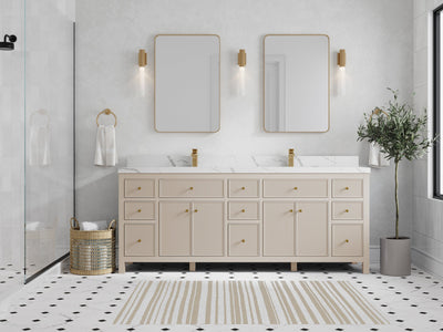 Sonoma 84 in W x 22 in D Free Standing Reeded Double Sink Bathroom Vanity - Willow Bath and Vanity