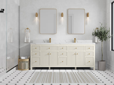 Sonoma 84 in W x 22 in D Free Standing Reeded Double Sink Bathroom Vanity - Willow Bath and Vanity