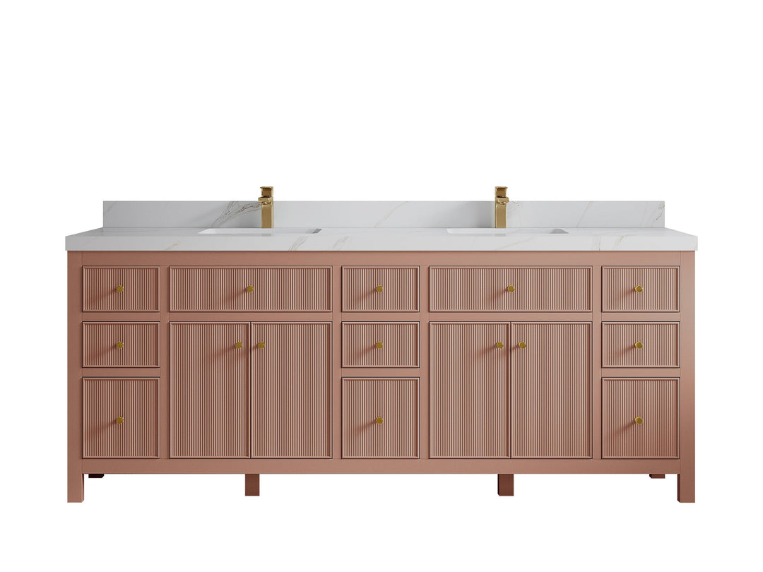 Sonoma 84 in W x 22 in D Free Standing Reeded Double Sink Bathroom Vanity - Willow Bath and Vanity