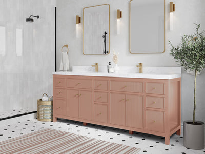 Sonoma 84 in W x 22 in D Free Standing Reeded Double Sink Bathroom Vanity - Willow Bath and Vanity