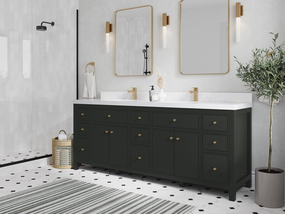 Sonoma 84 in W x 22 in D Free Standing Reeded Double Sink Bathroom Vanity - Willow Bath and Vanity