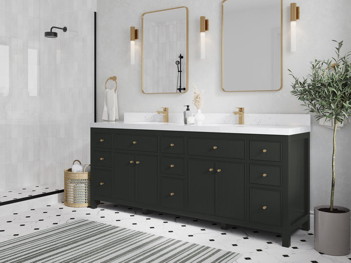 Sonoma 84 in W x 22 in D Free Standing Reeded Double Sink Bathroom Vanity - photo 2