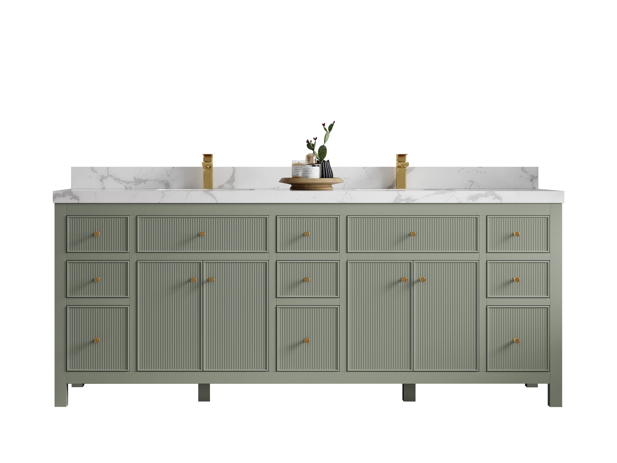 Sonoma 84 in W x 22 in D Free Standing Reeded Double Sink Bathroom Vanity - Willow Bath and Vanity
