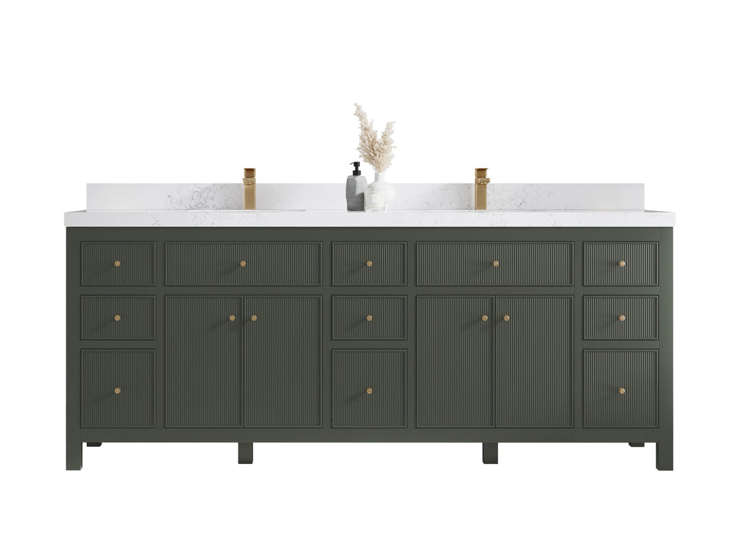 Sonoma 84 in W x 22 in D Free Standing Reeded Double Sink Bathroom Vanity - Willow Bath and Vanity